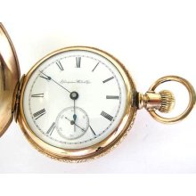 10k Goldfill Hampden 'champion' Pocket Watch Hunter Case,18s,132.5 Grams,run