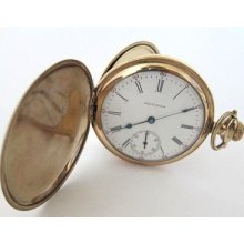 10k Goldfill Waltham Pocket Watch,hunter Case,s16,15j, Run