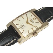 14ct 14k Solid Gold Gents Vintage Longines Wristwatch Great 'h' Shaped Case 1954