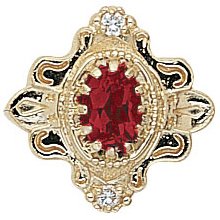 14k Gold Garnet Diamond Victorian Bracelet Slide GS345-G-D