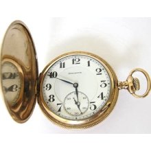 14k Goldfill Burlington Pocket Watch,hunter Case,16s,21j,doubleroller,adj2,run