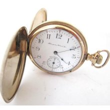 14k Goldfilled Hampden/gen Stark Pocket Watch Hunter Case,16s,17j,102.9 Gm,run