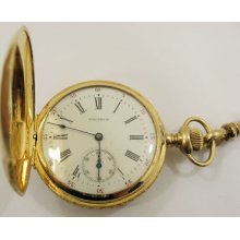 14kt Solid Yellow Gold Waltham 15 Jewels Pocket Watch