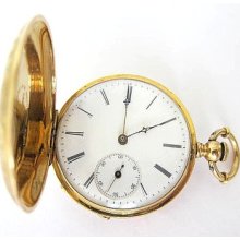 18k Solid Gold Swiss Locle Pocket Watch+key,hunter Case,size 12, 53.7 Grams