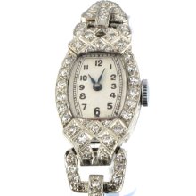 1930's Art Deco Platinum & Diamond Cocktail Watch