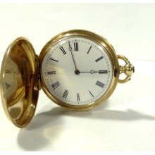 19c.henry Moser Pocket Watch 18k Gold Hunter Case Key Wind Enamel Russian Market