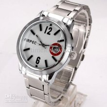 1pcs Men Sport Quartz Fashion Watch Red Date Silvery Stainless Steel