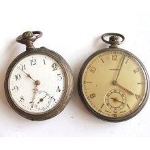 2 Antique / Vintage Pocket Watches, Novoris / Argent, Swiss