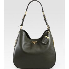 2013 $1500 Prada Diano Gold Logo Zipper Hobo Shoulder Bag Purse