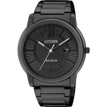 2013 Citizen Eco-drive All Black Steel Stealth 50m Dress Watch Aw1215-54e