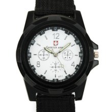2pcs White Dial Luminous Hand Canvas Strap Men Unisex Army Sport Wrist Watches