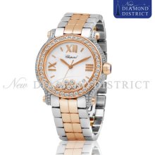 4.55ct Total Pave Set Diamond Chopard Happy Sport Round 36mm Two-tone Gold Watch