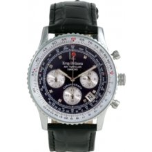 400508DS Krug Baumen Air Traveller Blue Dial Black Strap