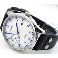 43mmparnis White Dial Blue Mark Hand Automatic St2555 Watch Display Date X001-a