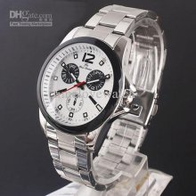 6pcs Pack Fashion Men Design Small-dial-decor Stainless Steel White