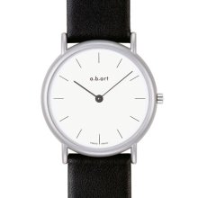 A.B.Art Unisex Quartz Watch With White Dial Analogue Display And Black Leather Strap K101