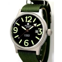 Aeromatic 1912 WW-2 Styled Automatic Military Watch with Green NATO Strap #A1337