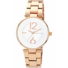 AK Anne Klein Women's AK-1074WTRG White Dial Rose Gold Tone Bracelet Watch