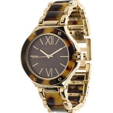 AK Anne Klein Women's AK-1148BMTO Tortoise Plastic and Stainless Steel Bracelet Watch