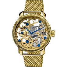 Akribos XXIV Men's Stainless Mechanical Skeleton Mesh Bracelet Watch (Mens skeleton wind-up bracelet watch)
