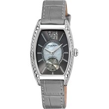 Akribos XXIV Women's Diamond Swiss Quartz Tonneau Black Strap Watch (Ladies swiss quartz diamond watch)