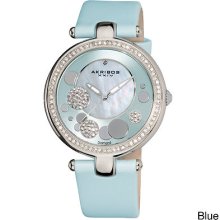 Akribos Xxiv Women's Silver Sunray/ Diamond Dial Quartz Strap Watch
