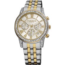 Akribos XXIV Women's Stainless Steel Crystal Chronograph Bracelet Watch (Two-tone)