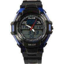 Alike Men Women's Fashion Double Movement Waterproof Digital Analog Watch Blue