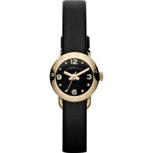 Amy Dinky Gold Tone Black Dial Leather Watch