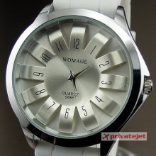Analog Quartz Hours Clock Best Dial White Rubber Unisex Wrist Watch Ww088