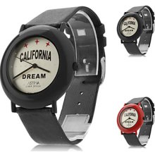 Analog Unisex Leather Quartz Wrist Watch 0687i (Black)