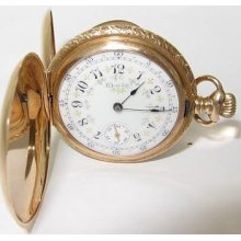 Antiqu 14k Solid Gold Elgin Pocket Watch,15j,hunter Case,35.6 Gram S'vd & Run