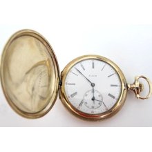 Antique 14k Gold Filled Elgin Pocket Watch,size 12,15 J,hunter Case,svd & Run