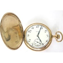 Antique 14k Goldfill Elgin Pocket Watch,hunter Case,s16,7 Jewel,sev'd & Run