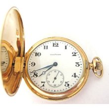 Antique 14k Solid Gold Waltham Pocket Watch,hunter Case,s12,65.7 Grams,run