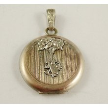 Antique French Art Nouveau locket, silver plated 18th century revival