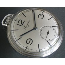 Antique Longines Art Deco Stainless Steel Swiss Pocket Watch From 1930