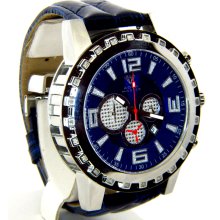 Aqua Master Chrono Blue Band Blue Dial Diamond Mens Watch W138 1