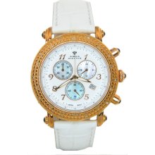 Aqua Master White Band White Dial Chrono Diamond Mens Watch W108