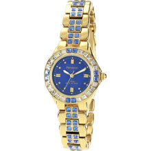 Armitron Womens Crystal Accented Gold-Plated with Sapphire Dial Dress Watch Multi