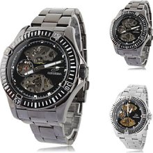 Assorted Colors Men's Alloy Analog Mechanical Wrist Watch 9353