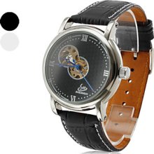 Assorted Colors Men's PU Analog Mechanical Wrist Watch