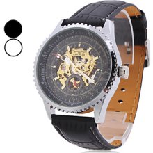 Assorted Colors Men's PU Analog Mechanical Casual Watch