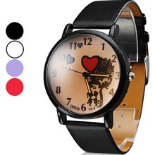 Assorted Colors Women's LOVE Style PU Analog Quartz Wrist Watch