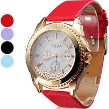 Assorted Colors Women's Rolling Bead Style PU Analog Quartz Wrist Watch