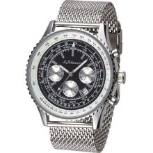 Automatic Black Face Mens Wrist Watch Stainless Steel Mesh Band Jssbm