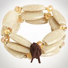 Avenue Plus Size 3 Row Bracelet with Sueded Bow, Natural ONE