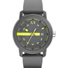 AX Armani Exchange Logo Bar Silicone Strap Watch, 44mm
