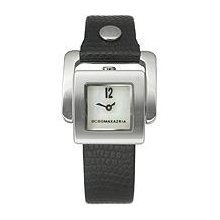 Bcbg Maxazria Womenâ€™s Arabesque Stainless Steel Case Black Leather Watch