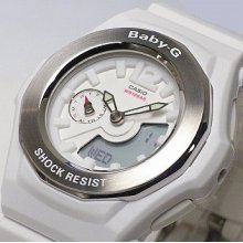 Beautiful White / Silver Casio Baby-g Shock Bga140-7b Water Resistant Analog Dig